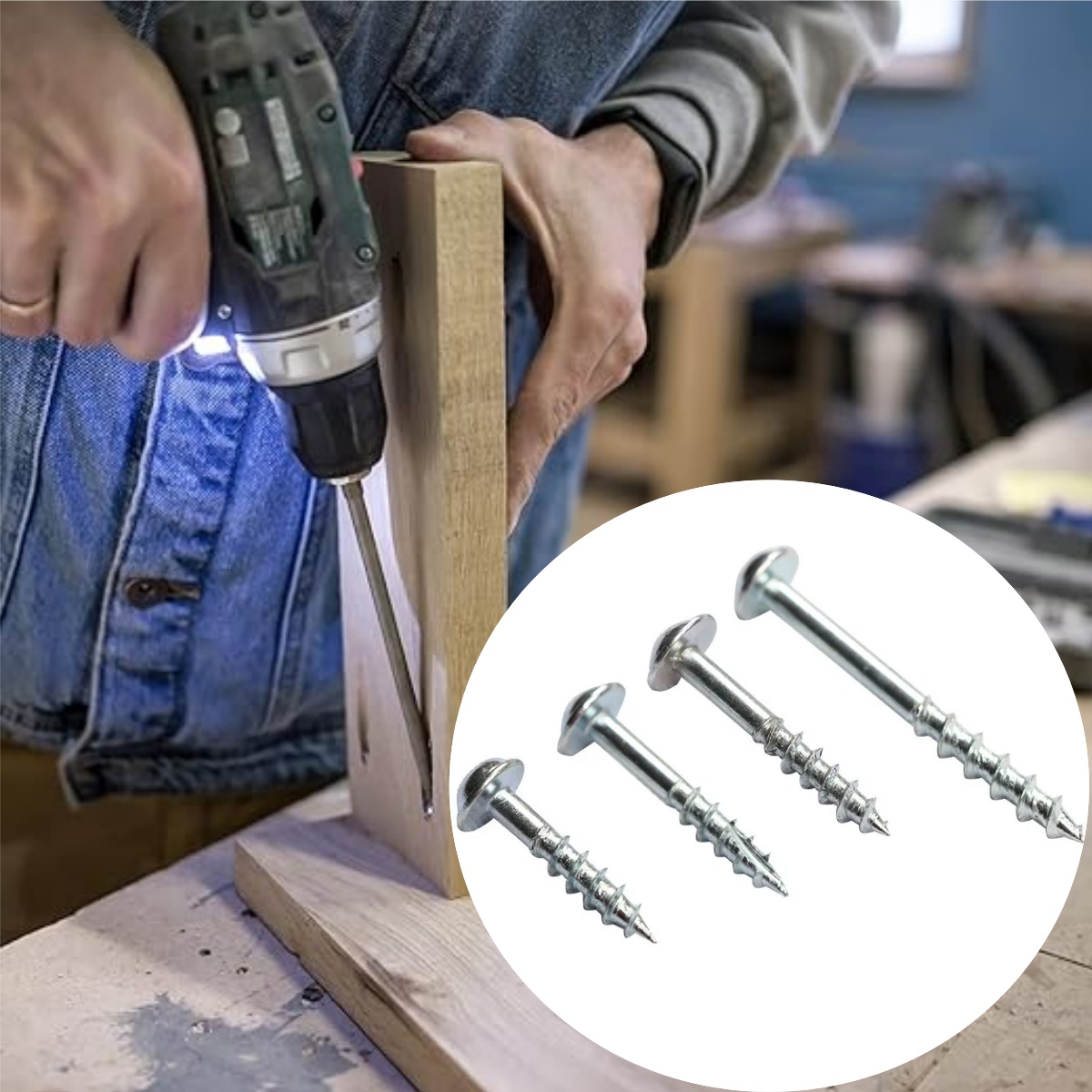 Pocket Hole Jig - 100 Buah Sekrup Lubang Saku Phillips