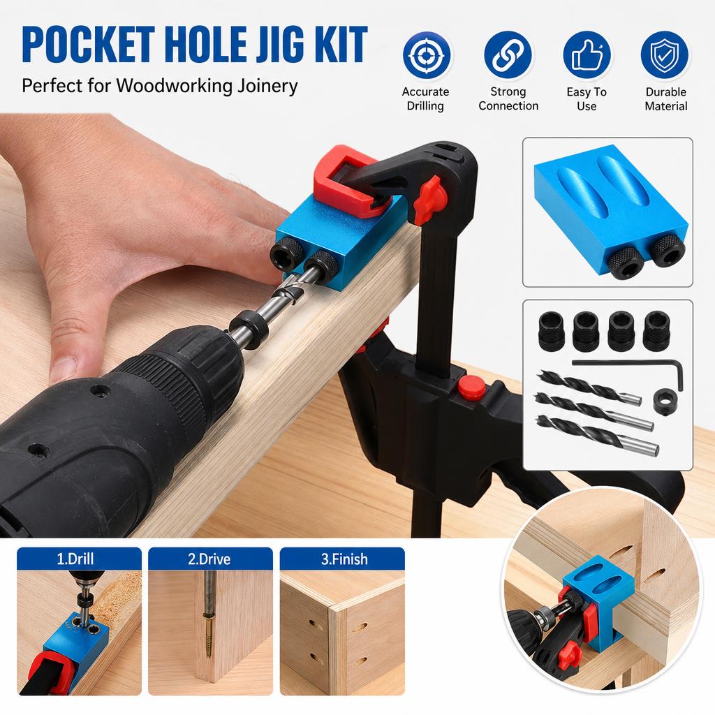 14pcs DIY Pocket Hole Jig Kit  - Pocket Hole Jig ulasan dan harga